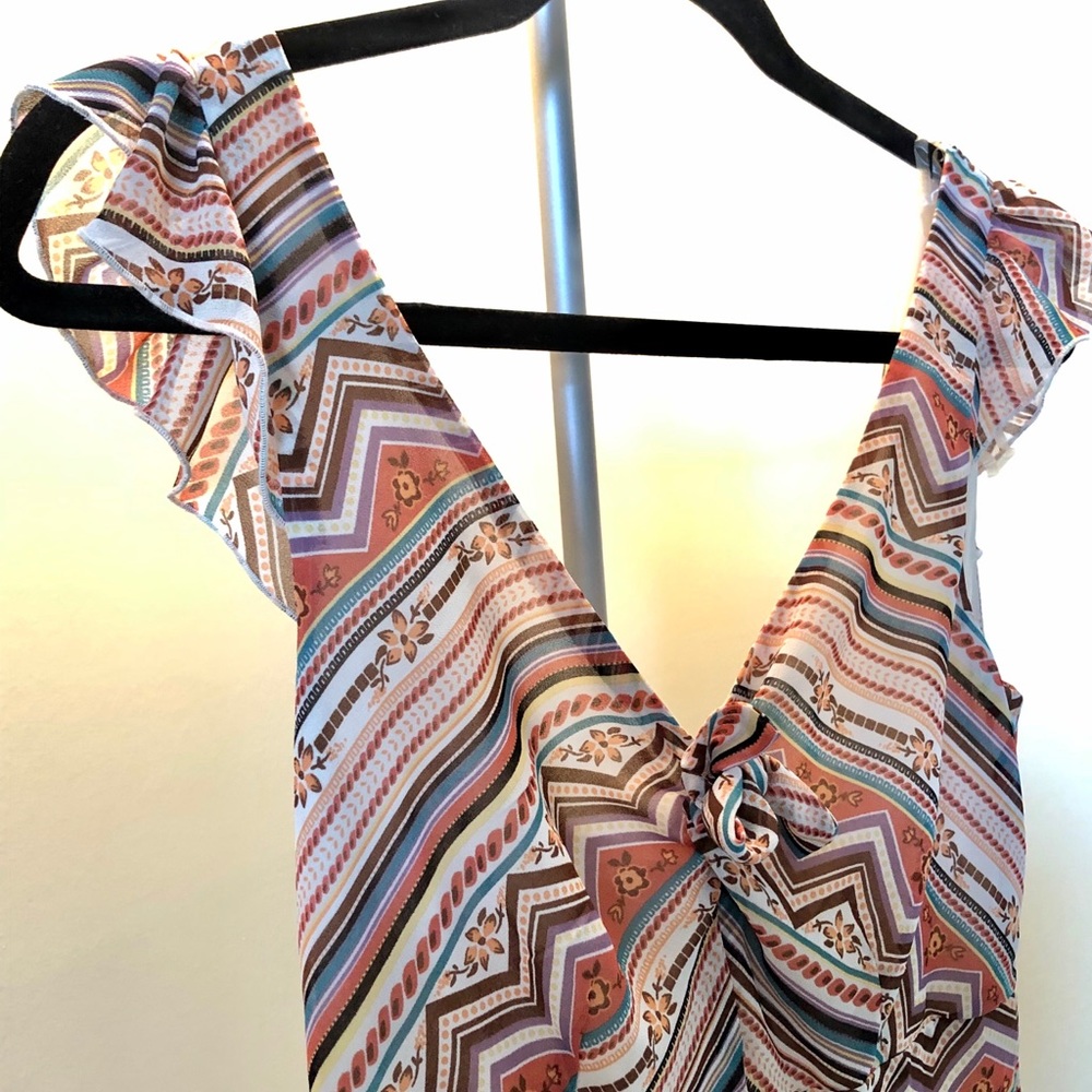 American Rag XS printed dress w/ butterfly sleeves - Picture 2 of 3